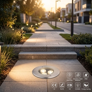 Lampe LED encastrée au sol IP68 à changement de couleur RGB, contrôlée par capteur de lumière, en acier inoxydable, garantie 3 ans pour façade - Product Image 1