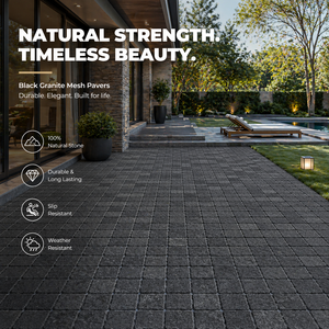 Cubes <span class=keywords><strong>de</strong></span> granit noir basaltique G684, pavés en <span class=keywords><strong>pierre</strong></span> sur treillis pour allées <span class=keywords><strong>de</strong></span> jardin et aménagement paysager - Product Image 1