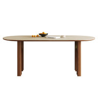 Table à manger avec plateau en pierre, chaises de style français rustique, esthétique Wabi-Sabi, design mi-siècle, ovale, inspirée de l'arche triomphale, 6 places