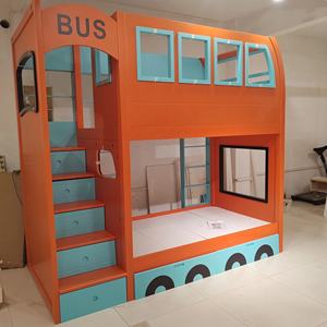Meubles pour chambre d'enfants, lits superposés en bois massif, <span class=keywords><strong>lit</strong></span> mezzanine, lits superposés pour garçons sur le thème de la voiture - Product Image 2