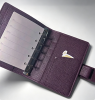 Binder Kulit PU A7 A8 Custom Logo, Binder 6 Ring, Notebook Loose Leaf, Dompet Perencana Keuangan dengan Kantong Kartu