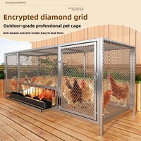 Cage à poulets en fer à double porte, finition noir et argent, pour l'élevage domestique, utilisation intérieure/extérieure, anti-évasion, résistante à la pluie