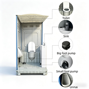 Inodoro Portátil de Obra, Inodoro Móvil Prefabricado de HDPE, Inodoro Portátil de Plástico con Puerta - Product Image 5