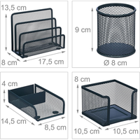 Ensemble de papeterie de bureau en 5 pièces, ensemble d'accessoires de bureau en métal, porte-stylos rond, ensemble de rangement de bureau