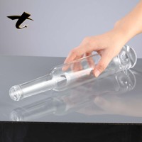 Bouteilles de vin rondes en verre transparent, vente en gros à prix d'usine pour whisky, tequila, brandy, boissons énergisantes avec bouchon en liège