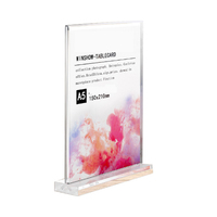 Mini carte en plastique Note panneau publicitaire Double face acrylique T forme support présentoir