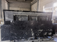 Planche de granit noir titane du Brésil de luxe, comptoir de cuisine sur mesure, îlot, bar, revêtement mural, plateau de table en marbre noir cosmique