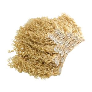 VMAE Capelli Ricci Afro 613 <span class=keywords><strong>Biondo</strong></span> <span class=keywords><strong>Chiaro</strong></span> Europeo, 100g di Capelli Umani Vergini, Facile Installazione, Aspetto <span class=keywords><strong>Naturale</strong></span>, Clip-in Classici - Product Image 1