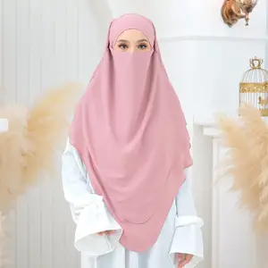 arabian abaya with hijab niqab islamique malaisien dress french style khimar mit jersey kinn jazz two layer