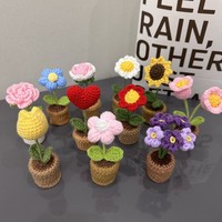 DIY produk jadi mini tenunan tangan, dekorasi bunga buatan pot kecil ornamen kecil lucu rumah hadiah kreatif
