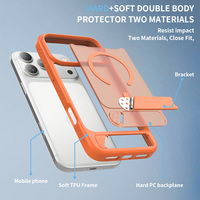 Funda Híbrida Suave con Soporte Naranja de Moda para iPhone 18 17 Pro Max, Tacto Piel, Antigolpes, Venta al por Mayor, Funda Magnética Personalizada para Teléfono