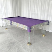 Table de billard moderne avec pieds en verre trempé, plateau en ardoise, trous de récupération, couleur de feutre personnalisable, pour salle de jeux intérieure de luxe