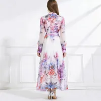 Robe élégante à manches longues et col en V en mousseline blanche taille haute coupe ajustée pour le printemps, tenue décontractée professionnelle, vente en gros