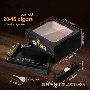 Nouvel humidor à cigares en bois pour la maison, avec couvercle transparent, boîte de rangement pour cigares en bois massif, boîte de collection de cigares en bois - Product Image 4