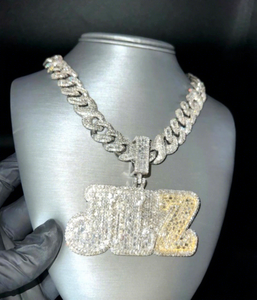 Custom Luxury Iced Out Sterling <b>Silver</b> <b>Initial</b> <b>Pendant</b> Round Brilliant Cut Moissanite Two-Tone Gold Plated Hip Hop Alphabet - Product Image 1