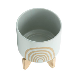 Fioriere in ceramica ad arco con supporto in legno per decorazioni domestiche, vasi per fiori per soggiorno, ingresso, patio e giardino, fioriera rialzata - Product Image 5