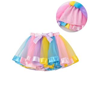 Venta al por mayor de tul arcoíris en capas faldas <span class=keywords><strong>tutú</strong></span> chico chica minifalda con cinta niños enaguas con forro - Product Image 3