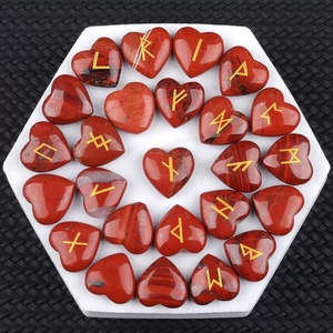 Nouveaux produits, guérison spirituelle, méditation, ensemble de runes de sorcière en cristal poli, pierres de cœur naturelles pour la méditation - Product Image 2