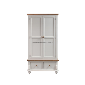 Marca LAS VEGAS Armario de madera 2 puertas 2 cajones Roble/Pino/Acacia Madera maciza Precio de fábrica - Product Image 1