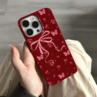 Coque de téléphone rose tendance avec nœud et rose pour iPhone 16 15 17 Air Pro Max 14 13, coque antichoc en gelée, jolie coque arrière