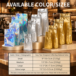 ถุงบรรจุภัณฑ์กาแฟอลูมิเนียมฟอยล์พิมพ์ลายตามสั่ง แบบซีลความร้อน ตั้งได้ มีซิปล็อค ป้องกันความชื้น สำหรับบรรจุอาหาร - Product Image 3