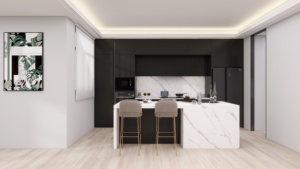 Hot Bán Nhà Duy Nhất Cao Nhà Bếp Trang Trí Nội Thất Thời Trang Ngăn Kéo Treo Tường Tủ Carcass Màu Đen Với Trắng <span class=keywords><strong>Counter</strong></span> Tops - Product Image 2