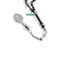Winon Transparenter Silberbeschichteter Harz-Bernstein Islamischer Muslimischer Rosenkranz 10mm 45 Perlen Saudi Ramadan Gebetsgeschenk Unisex