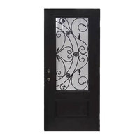 Porte d'entrée extérieure résidentielle en fibre de verre avec vitrage