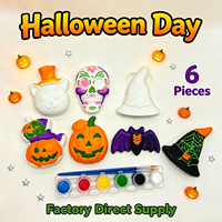 6 figurines en plâtre à peindre, Halloween, kit de peinture en plâtre DIY, kit d'activités créatives éducatives pour enfants