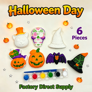 6 figurines en plâtre à peindre, Halloween, kit de peinture en plâtre DIY, kit d'activités créatives éducatives pour enfants - Product Image 2
