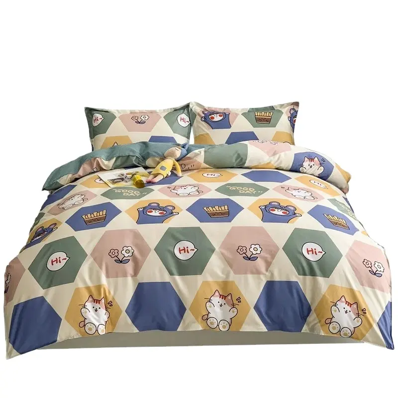 New Style Bettlaken aus Baumwolle mit einem Paar Kissen bezügen für zu Hause