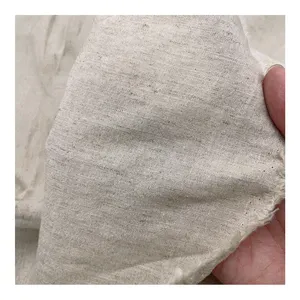 Plain color breathable woven organic muslin washed cotton linen fabric wholesale for roll clothing