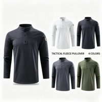 Pull polaire tactique demi-zip pour homme, anti-boulochage, évacuant l'humidité, chaud, à manches longues, pour la randonnée en extérieur et la patrouille, haut thermique en polaire