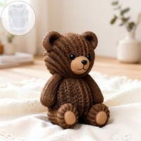 Molde de silicona 3D de grado alimenticio con forma de mini oso lindo para velas de aromaterapia DIY, adornos de resina, manualidades, apto para horno, venta al por mayor en stock