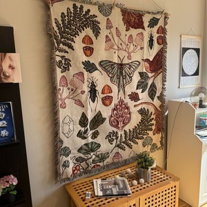 Özel dokuma püskül atmak geri dönüşümlü pamuk tropikal bahçe bitki desenleri jakarlı goblen battaniye - Product Image 2