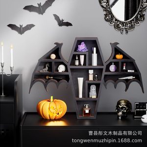 Halloween Coffin Rack Wooden Gothic <b>Wall</b> <b>Shelf</b> Black 3 Layers Multipurpose Decor For Home Party - Product Image 4
