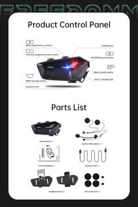 Casque de moto FX PRO en matériau ABS Mesh avec intercom 5.1 2.4GHz, portée de 1000m et réduction du bruit - Product Image 6