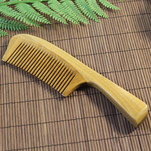 Peine de madera de sándalo verde de 20 cm+, peine de masaje de madera grande y grueso para el cuidado del cabello, para la población en general - Product Image 2