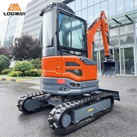 Mini-excavatrice LOGWAY avec climatiseur de toit en option, livraison gratuite, conception compacte pour travaux en verger