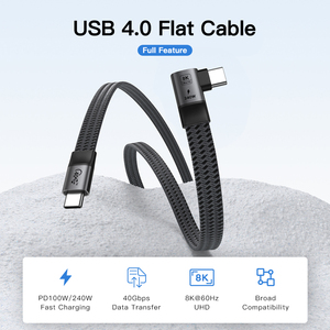 UNIEAN vente en gros 1.5M Usb4.0 8k câbles de données câble <span class=keywords><strong>plat</strong></span> 40Gbps câble PD100W Type C Usb charge rapide fil <span class=keywords><strong>plat</strong></span> pour <span class=keywords><strong>iphone</strong></span> - Product Image 2