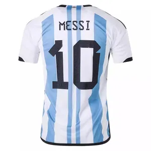 T-shirt 3 étoiles Champions du monde de la thaïlande, coupe personnalisée de qualité, maillot de football Messi argentins, 2022