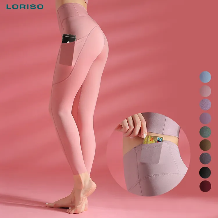 Usura di forma fisica di Alta Aumento di Yoga Pantaloni delle Ghette delle Donne Double-sided Nylon Yoga Pantaloni con Tasche di Trasferimento di Calore, stampa dello schermo 3pcs