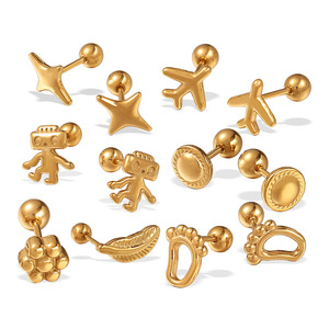Pendientes <span class=keywords><strong>de</strong></span> botón impermeables <span class=keywords><strong>de</strong></span> moda para mujer, con diseño <span class=keywords><strong>de</strong></span> robot avión liso, estilo celebridad <span class=keywords><strong>de</strong></span> <span class=keywords><strong>internet</strong></span>, con estándares EU Reach y US CPSIA - Product Image 5