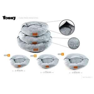 Set di Tre Pezzi per Lettini per Animali Domestici: Nido Rotondo e Coperta in Velluto Artico, Colore Grigio - Product Image 1