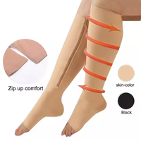 Chaussettes de compression pour hommes et femmes, soutien du genou, chaussettes à fermeture éclair, chaussettes ouvertes pour femmes, fines, anti-fatigue, extensibles, chaussettes de sport hautes, unisexe