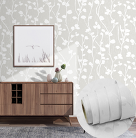 Papier peint d'intérieur de maison royale de luxe Papier peint floral 3d Design mural Gris argenté Peel off Install