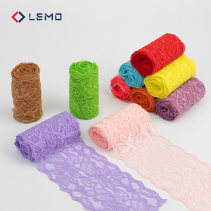 Tissu en dentelle africaine, tissu en dentelle brodée, tissu jacquard à motifs floraux, tricoté élastique pour robes de mariée et sous-vêtements - Product Image 1