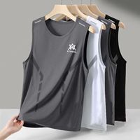 Débardeur décontracté d'été pour homme, ample, à séchage rapide, en maille respirante et confortable, en soie glacée tricotée
