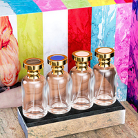 Nouveau style – Flacon de parfum cosmétique rond en verre de 50 ml avec couvercle coloré, impression sérigraphiée, échantillon gratuit, pulvérisateur à pompe de surface