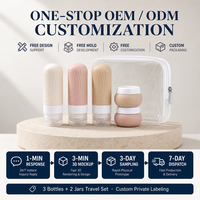 Bouteilles de voyage en silicone 60ml et 30ml, contenants de toilette pliables et légers, emballage cosmétique, forme personnalisée OEM, vente en gros